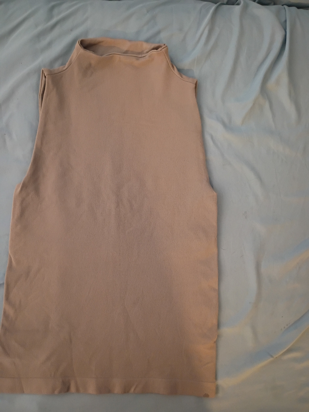 New York Laundry Beige Mock Neck Sleeveless Tank
